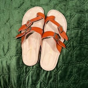 Madden Girl Orange Double Buckle Slide Sandals